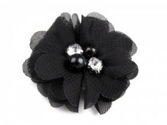 Textil virág - Fekete Kitűzők, Brossok