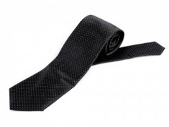  Szatén pöttyös nyakkendő - Fekete 