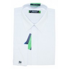       Goldenland slim mandzsettás hosszúujjú ing - Fehér Egyszínű ing