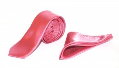 Szatén slim szett - Pinklilás Egyszínű nyakkendő