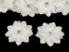 Virág gyöngyökkel 10 db/csomag - Ecru Női kiegészítők