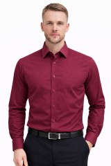             Newsmen h.u slim ing - Bordó Hosszúujjú ing