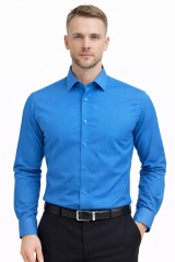             Newsmen h.u slim ing - Azúrkék Hosszúujjú ing