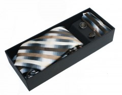   NM nyakkendő szett - Barna-szürke csíkos Nyakkendők