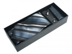   NM nyakkendő szett - Ezüst-fekete csíkos Szettek