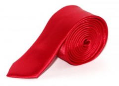 Szatén slim nyakkendő - Piros Egyszínű nyakkendő