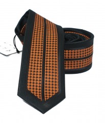                  NM slim nyakkendő - Fekete-narancs pöttyös 