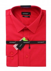                Newsmen elasztikus h.u slim ing - Piros Egyszínű ing