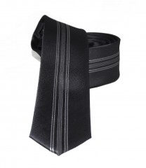                    NM slim szövött nyakkendő - Fekete-ezüst csíkos 