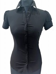    Elasztikus rövidúujjú női ing - Fekete Női ing,póló,pulóver