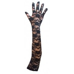 Hosszú alkalmi csipkekesztyű 38 cm - Fekete Női kesztyű