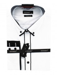                                   NM 80% alkalmi pamut ing - Fehér-fekete Egyszínű ing