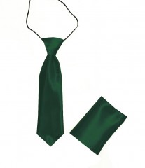          Gumis szatén gyereknyakkendő szett - Sötétzöld Gyerek nyakkendők