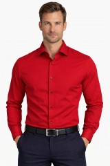             Newsmen h.u slim ing - Piros Hosszúujjú ing