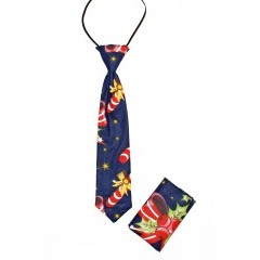 Karácsonyi gumis gyereknyakkendő szett - Kék-piros Szettek,zsebkendők
