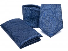    Prémium nyakkendő szett - Kék paisley mintás 