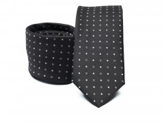    Prémium slim nyakkendő - Fekete pöttyös Aprómintás nyakkendő