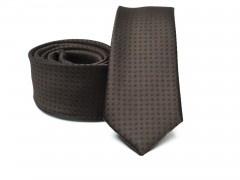    Prémium slim nyakkendő - Sötétbarna pöttyös Aprómintás nyakkendő