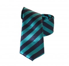               Goldenland slim nyakkendő - Türkíz-sötétkék csíkos Csíkos nyakkendő