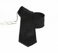                    NM slim szövött nyakkendő - Fekete-fehér aprópöttyös 