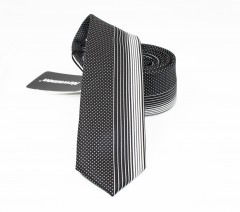                    NM slim szövött nyakkendő - Fekete csíkos 