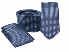    Prémium slim nyakkendő szett - Kék aprómintás 