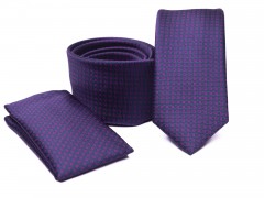    Prémium slim nyakkendő szett - Kék-piros pöttyös Aprómintás nyakkendő