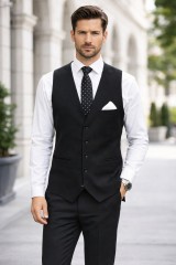                Newsmen férfi szövet mellény - Fekete Öltöny, mellény