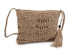                                     Horgolt raffia táska cipzár zárral Női táska, pénztárca, öv