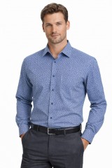                              NM h.u normál fit elasztikus ing - Kék mintás Hosszúujjú ing