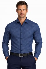             NM h.u slim elasztikus ing - Sötétkék mintás Hosszúujjú ing