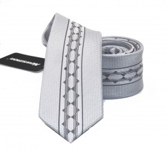                    NM slim szövött nyakkendő - Ezüst csíkos Csíkos nyakkendő