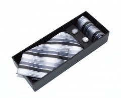                          NM nyakkendő szett - Ezüst csíkos Szettek