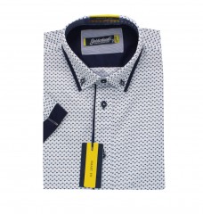   Goldenland rövidujjú slim ing - Sötétkék mintás Akciós ing