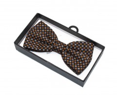              Díszdobozos mintás csokornyakkendő - Barna kockás Csokornyakkendő
