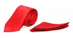 Goldenland slim szett - Piros Egyszínű nyakkendő