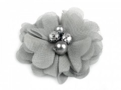 Textil virág - Ezüst 